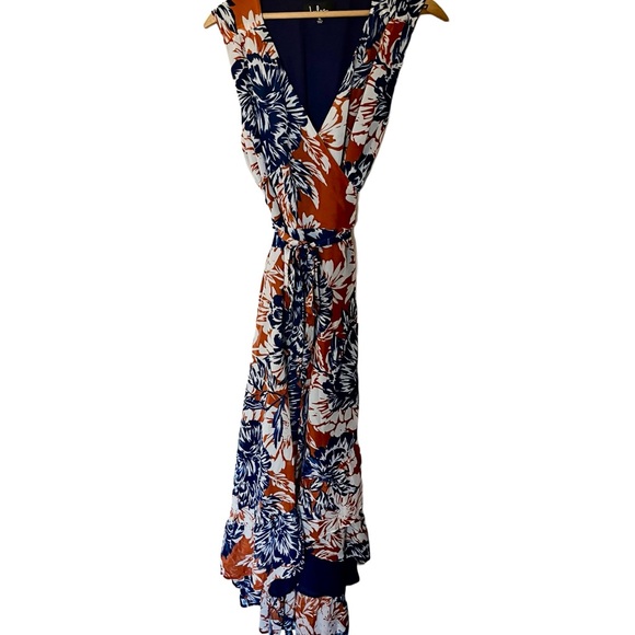 Lulu's Women's High Low Wrap Dress Desert
Trip Rust Orange Floral Print XL - Picture 6 of 13